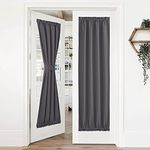 NICETOWN Grey Door Curtains, 36 inch Wide Thermal Insluted Blackout Privacy Slight Window Curtain with Rod Pocket for French Door, 1 PC, W36 x L72