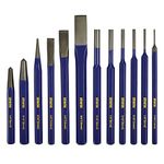 IRWIN Chisel Set, Chisel and Punch, 12-Pack with Various Sizes, Tempered for Durability, Great for Woodworking (IRHT82529)