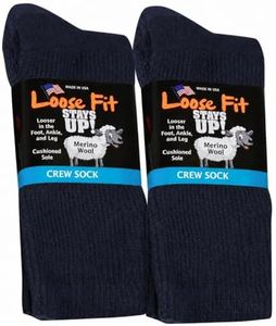 Loose Fit Stays Up Solid Merino Wool Men's and Women's Sock 2 Pack