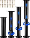 4 PCS Adjustable Height Bed Support Legs [with 18PCS Screws] for Bed Frame/Bed Center Slat, Olldag Heavy Duty Furniture Replacement Legs 7.08-12.2 inch for Sofa/Cabinet/Couch/Dresser/Table (Black)