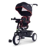 Baybee Mario Trikes Tricycle for Kids, Baby Cycle with Parental Adjust Push Handle, Canopy, Storage & Rubber Wheels | Kids Cycle Tricycle | Baby Cycle for Kids 1.5 to 5 Years Boy Girl (Black)