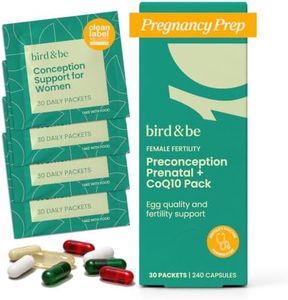 bird&be Female Fertility Power Prenatal + CoQ10 Pack - with Algae Oil DHA (Omega-3), CoQ10 and N-Acetyl Cysteine - 30-Day Supply