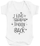 Zarlivia Clothing I Love My Grandma to The Moon and Back Baby Gift, Baby Boy Bodysuit, Baby Girl Bodysuit - 0-3 Months White