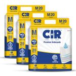 CIR Premium Underpads, Medium (60x60cm) | 7 hrs Absorption Protection | 20 Units | Waterproof | Protects Surfaces from Incontinence | Super Soft Polymer Pack of 3