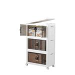 Party Club of America Stackable Storage Bins with Wheels - Folding, Collapsible Cabinet with Lids and Doors 36QT Plastic Storage Bins Closet Organizers and Storage (White 9Gal/36QT, 3 Layer)