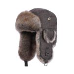 Alkaidstar Fur Winter Trapper Hat,Taslon Faux Fur Aviator Ski Trapper Trooper Pilot Hat,Snow Eskimo Hat with Ear Flaps for Men & Women L/XL