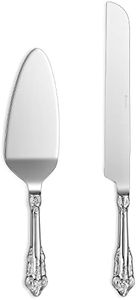 KEAWELL Gorgeous Wedding Cake Knife and Server Set, 18/10 Stainless Steel, Fine Luxury Cake Cutting Set (Silver)