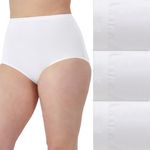 Bali Women's Stretch Cotton Underwear, Cut-fit Brief, Full Coverage Panty, 3-Pack, White/White/White, 6 (Pack of 3)