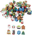 Juvale 100 Pieces Mini Christmas Erasers for Kids Party Favors, Bulk Holiday Stocking Stuffers in 8 Festive Designs