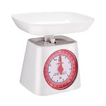 Casa&Casa Mechanical Kitchen Scales, Professional Food Weighing Scale with Classic Analog Display, Weight kg and lb for Meal Prep, Cooking & Baking, Precise Graduation 1g, White