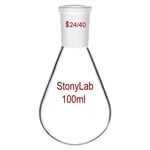 StonyLab Borosilicate Glass 100ml Heavy Wall Single Neck Recovery Flask Rotary Evaporator Flask, with 24/40 Outer Joint – 100ml