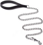 CtopoGo Heavy Duty Dog Leash,Metal Dog Leash Dog Chain with Padded Handle for Large & Medium Size Dogs 120 cm (Black)