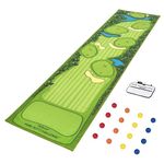 GoSports Pure Putt Challenge Putting Games - Huge 10ft Putting Green Rug with 16 Golf Balls & Scorecard, 2-4 Player Indoor or Outdoor Games for All Skill Levels