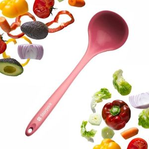 Starpack 'Ladle of Love' XL Premium Silicone Ladle Spoon - Up-to 600°F High Heat Resistant Soup Ladles - Kitchen Ladles for Serving, Non Stick Silicone Spoons, LFGB Grade Cooking Spoon - Earthy Pink