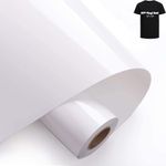 Heat Transfer Vinyl Roll White Vinyl-12 inch x 10 feet(30 * 305cm),HIKENRI White Self Adhesive Vinyl HTV Vinyl Roll Printable White Iron on Vinyl for Craft Projects,Signs,Scrapbooking,T-Shirt Printing