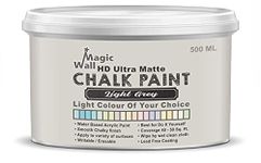 Chalk Paint Light Colors | 500 ML - Ultra Matt Finish | Water Base Acrylic Paint | Coverage : 25 to 50 Sq. Ft. | Apply on Surfaces Like Walls, Boards, Furniture & Home Decor Products (Light Grey)