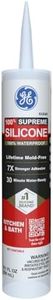 GE Sealants & Adhesives M90006 Supreme Silicone Kitchen & Bath Sealant, 10.1oz, Clear, 12 g