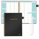 Appointment Planner Book Undated , Regolden-Book Hourly Schedule Planner with 15-Minute Increments, Appointment notebook with Weekly Daily Templates, Flexible Cover, Spiral Binding Notebook for Man & Women, Pen Loop, Inner Pocket 53 Weeks (7.8x10”) Black