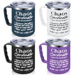 Yetene 4 Pcs Chaos Coordinator Mug Tumbler 17 oz Inspirational Chaos Coordinator Insulated Coffee Cup Multicolor Tumbler Bulk Thank You Appreciation Gifts for Employee Coworker Manager