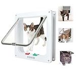 YOYIAG Large Lockable Cat Flap: Large Cat Door 23.5 * 25 * 5.3cm, Magnetic Latch Cat Dog Flap Cat Doors for Interior & Exterior Doors/Wall, for All Pets – White - Large