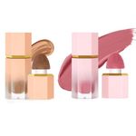 Liquid Blush & Contour Makeup Set, Cheek Cream Soft Lightweight Breathable Feel, Long Lasting Cream Blusher Contouring Bronzer- Built-in Sponge Tip Face Makeup Gift Set (#Blush 01+Contour 01)