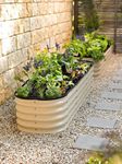 Raised metal garden bed cream finish modular 4 in 1