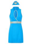 Ann Summers - Sexy Air Hostess Outfit, Adult Fancy Dress Costume, Cabin Crew Dress Up Outfit, Air Hostess Roleplay, Mini Bodycon Dress for Women - Blue/Gold