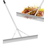 Aluminum Landscape Rake,Landscape Rake 36",Leaf Rake Tool for Loosening Soil,Lawn Care,Weeding Lake,Garden,Pond,Beach Landscaping(36" Head X 67" Handle)