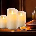 Flameless LED Candles Battery Operated Real Wax Flickering Flame with Remote Set of 3 by Crystals®