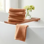 Great Bay Home Orange Hand Towels - 100% Cotton 6 Pack 26x16 Hand Towel Set - Absorbent, Quick-Drying, Durable Towels for Handroom Decor - Low-Twist, Two-Ply Fibers (Clay)