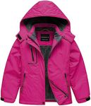 CREATMO US Girls Snow Jackets Coats Insulated Ski Jacket Windproof Waterproof Snowsuit Pure Rose Red 6-7