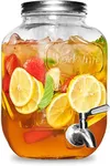 FineDine Drink Dispenser 1 Gallon Beverage Dispenser Fridge Glass Water Dispenser Countertop Juice Dispenser with Tap