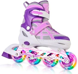 Kuxuan 4 Size Adjustable Inline Skates for Kids Boys Girls Ages 5-12,Illuminating Roller Skates Blades with Light Up Wheels, Safe & Fun Beginner Blades for Youth Kids Teen Outdoor Sports