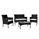 Mega Deals 4 Piece Rattan Garden Furniture Set | Outdoor Furniture Set | Patio table and chairs garden table set | Ideal for Pool Side, Balcony, Garden, Outdoor and indoor (Black) (4-PC-Rattan)