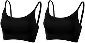 AMRIY Womens Sports Bras for Women Light Support Padded Workout Bras for Women Supportive Seamless Women's Wireless Yoga Bra, 2 Pcs(black), 36-38