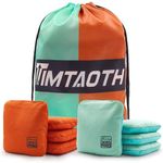 Timtaoth Dual Sided Corn Hole Bags Professional Cornhole Bags Set of 8 Regulation Size Weight Pro Corn Hole Bean Bags Slick and Stick (Turquoise&Orange)