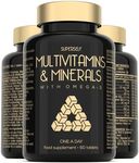 Multivitamin Tablets for Men & Women - Multivitamins and Minerals with Omega 3 - Adult Multi Vitamins Supplements with 100% Daily of Zinc, Iron, Vitamin D, C, B12 & 26 Nutrients - 60 Tablets One a Day