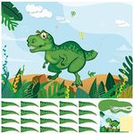 NEBURORA Pin The Tail on The Dinosaur with 24 PCS Tails, Dinosaur Theme Party Games for Kids Dino Birthday Party Supplies