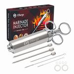 Ofargo Stainless Steel Meat Injector Syringe with 3 Marinade Injector Needles for BBQ Grill Smoker, 2-oz Large Capacity, Including Paper User Manual, Recipe E-Book (Download PDF)