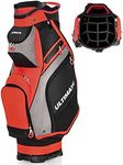 Tangkula 11” Golf Cart Bag with 14 Way Top Dividers, Lightweight & Portable Golf Club Cart Bag with 7 Zippered Pockets, Rain Hood, Shoulder Strap, Umbrella Holder, Ideal for Men & Women (Red)