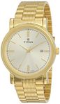 Titan Quartz Analog with Date Champagne Dial Stainless Steel Strap Watch for Men-NS1712YM03