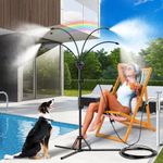 KENSOSO Standing Misters for Outside Patio - 5.3FT Stand Misting System for Cooling Outdoor Areas, Easy to Install & Maintain, 4 Adjustable Nozzles for Custom Coverage, Durable for Backyard Use
