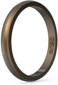 Enso Rings Halo Elements Silicone Ring – Stackable Wedding Engagement Band – Thin Minimalist Band – 2.54mm Wide, 1.5mm Thick - Meteorite-Colored, Size 5