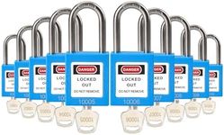 TAEGIQI 10 Blue Lockout Tagout Locks with Brass Core,Keyed Different,OSHA Compliant Safety Locks(Blue,Key Different,Brass Core)