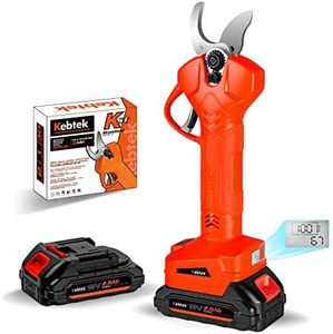 Elektrische Astschere, Kebtek Professionelle 18-V-Akku-Gartenschere, batteriebetriebener Astschneider mit 2 Packungen mit 2 Ah-Lithium-Batterien, bürstenlosem Motor, 32 mm (1,26 Zoll)