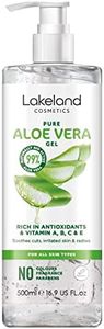 Lakeland Cosmetics Aloe Vera Gel contains 100% pure natural bio active aloe gel moisturiser, soothes cuts, irritated skin, burns & sunburn relief for face & body great aftersun lotion cream 500ml