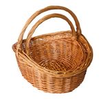 Oval Traditional Wicker Shopping High Handle Basket Storage Basket (Set(L+M))