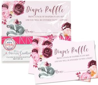 Amanda Creation Little Stinker Watercolor Pink and Burgundy Floral Skunk Diaper Raffle Tickets for Baby Girl Showers, 20 2" X 3” Double Sided Inserts, Bring a Pack of Diapers to Win Favors & Prizes!
