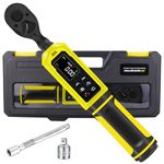 ATsafepro 3/8" Drive Digital Torque Wrench,0.9-60 Nm Range, ±2% Accuracy, 4 Units (in-lb/ft-lb/Nm/kg-cm) Conversion, LCD Display with Buzzer & LED Alerts