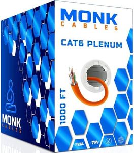 MONK CABLES | CAT6 Plenum Cable 1000ft | UTP, 23AWG, 550MHz | DSX-8000 Certified | Most Certified Cable of The Whole Market (Orange)